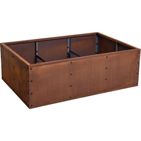 Estexo – Carré potager sur pied en acier Corten 120x80x40 cm – Résistant aux intempéries – Facile à monter – Pour légumes et herbes