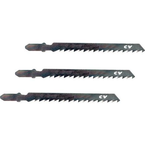 3 Lames Scie Sauteuse Universelle CV Lu. 75 x 4 mm TPI - Affûtée Avoyée - Pour Coupe Rapide de Bois - Diamwood