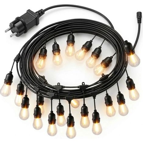 LED-Lichterkette für den Außenbereich, 20 m, 20 Glühbirnen, Schutzart IP44, Warmweiß