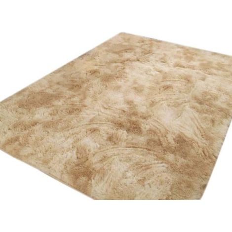 Tapis - Peluche - 80x160 cm - Pour Salon Chambre Couloir - Marron Clair - Polyester 100 % (1/4)