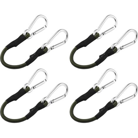 BEBUSINGOTO Set mit 4 elastischen Bungee-Seilen mit Karabinern, 60 cm langes Gummiseil mit Karabiner, elastisches Gepäckseil, robuste Gummibänder mit Haken für Camping, Planen, Zelte und Gepäck (1/5)
