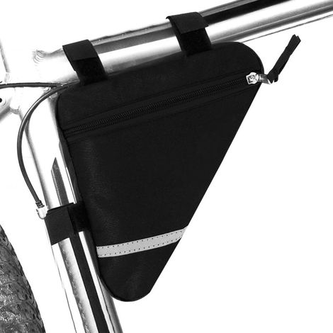Vélo Triangulaire Sac, Sacoche Triangle de Cadre Tube Avant de Vélo Étanche avec Décoration Réfléchissante Double Face (Noir)