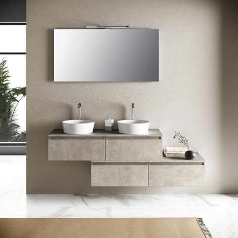 Ensemble de salle de bain double vasque 8 pièces YOKA havane