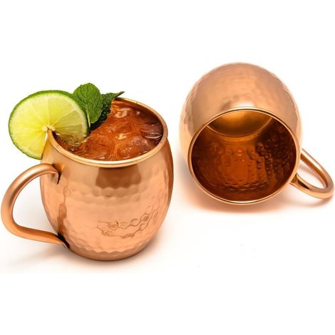 gobelets en cuivre massif 100% fait main de qualité alimentaire en fût de cuivre massif pur 16 oz Verre à cocktail de haute qualité