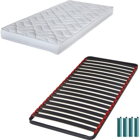 Matelas mousse + Sommier métal C39 80x190 Melissa - Hauteur 13 cm - Soutien ferme (1/5)