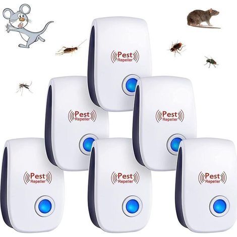 Lot de 6 répulsifs anti-nuisibles à ultrasons pour usage intérieur contre les moustiques, les souris, les cafards, les rongeurs, les fourmis, les araignées et les insectes (1/3)