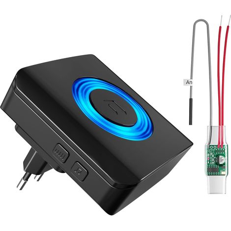 Carillon de Sonnette Filaire Transfert Extension Radio pour Sonnette de Porte sans Fil convertisseur Radio + Prise récepteur pour systèmes de Sonnette existants (émetteur intégré 3-24V AC/DC) (1/5)