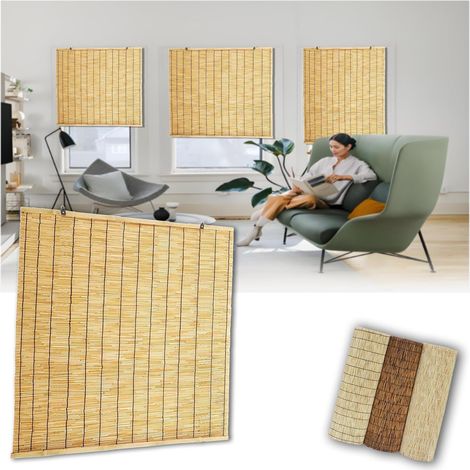 Store Bateau en Bambou Enrouleur Exterieur Venitien De Roseau Naturel Stores À Rouleaux Romains 80 100 120 130 140 150 160 180cm Large Occultant Rouleau pour Patio/Porte/Fenêtre A-013 Customise