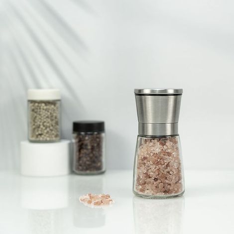 Moulin à sel ou à poivre en acier inoxydable - Moulin à épices haut de gamme avec lames en céramique, acier inoxydable brossé et grosseur réglable par Pepper Grinder (1/4)