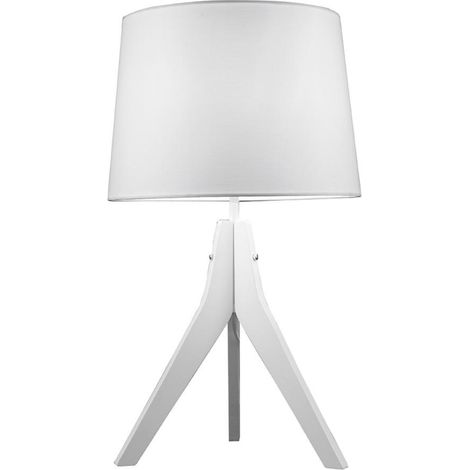Lampada da tavolo D33 cm E27 in legno e paralume bianco MIMI
