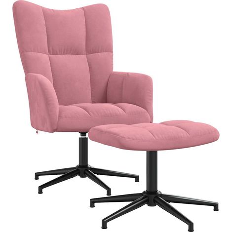 Maison Exclusive - Relaxsessel mit Hocker Rosa Samt