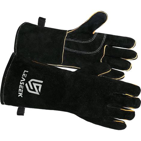 Gants Soudure,Gant de barbecue en cuir anti chaleur,Gant cheminée (1/5)