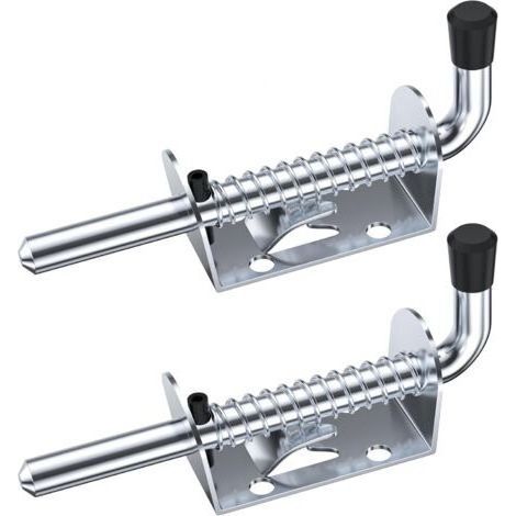 2 Pièces Loquet Ressort Robuste Inox, Boulons à Ressort en Acier Inoxydable, Barrel Bolt pour Porte de Garage/de Jardin,Placard(Argent) (1/5)
