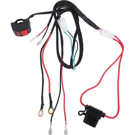 Generic Kit de Faisceau de Câblage D'éclairage LED Polyvalent pour Moto avec Interrupteur de Guidon à Fusible 10 A pour Véhicules Tout Terrain, Mise à Niveau Rapide pour les Cyclistes (1/5)