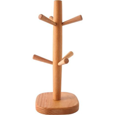 Porte Tasse avec 6 Crochets, Porte-gobelets en forme d'arbre, Porte-tasses en Bois, Rangement Tasse, Support Tasse a Cafe, pour la Maison et le Burea (1/4)