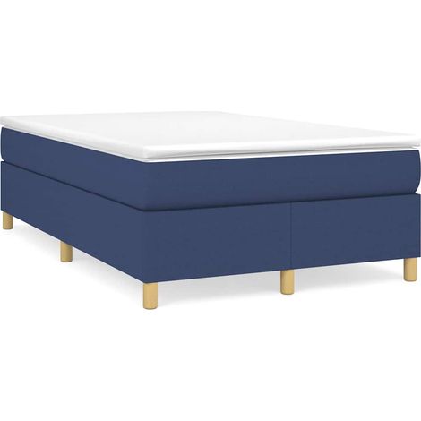 vidaXL Sommier à lattes de lit avec matelas bleu 120x190 cm tissu (1/5)