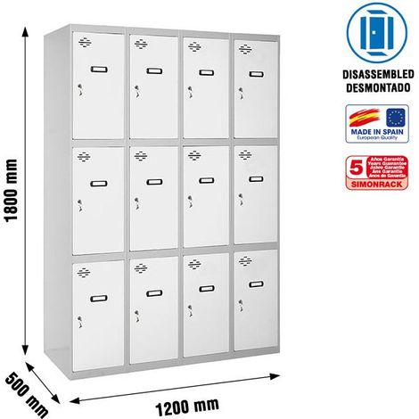Simonrack Metall-Schrank grau/weiß mit 3 Türen