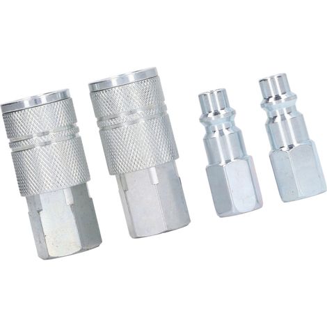 Lot de 4 raccords rapides embouts et douilles pour tuyau d'air compresseur 3/8 pouce NPT acier traite haute pression 300 PSI (1/5)