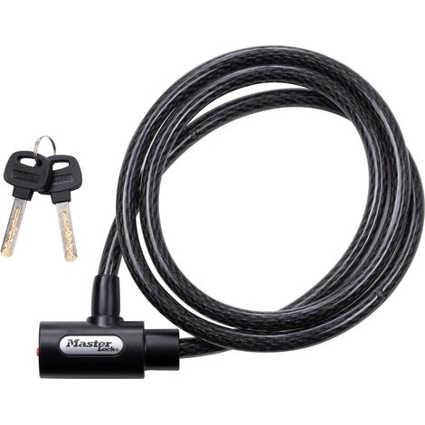 Antivol de vélo en fil d'acier avec clé, 1,5 mètre de long, noir-AquaForge (1/5)