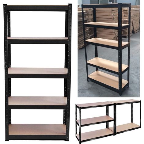 Heavy Duty 5 Tier Boltless Shelving Unit,180cmx90cmx40cm Greenhouse Shed Garage Utility Home Storage Rack, Black