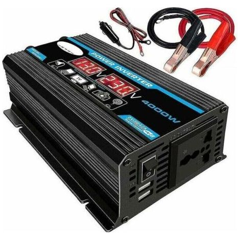 Convertisseur de tension 12V 220V 4000W – Onduleur onde sinusoïdale pure – Prise EU, USB, Type-C, écran LCD – Protection contre surcharges (1/5)