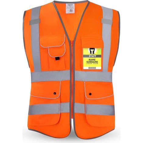 Gilet de sécurité haute visibilité orange, fermeture éclair, réfléchissant, taille XL (1/5)