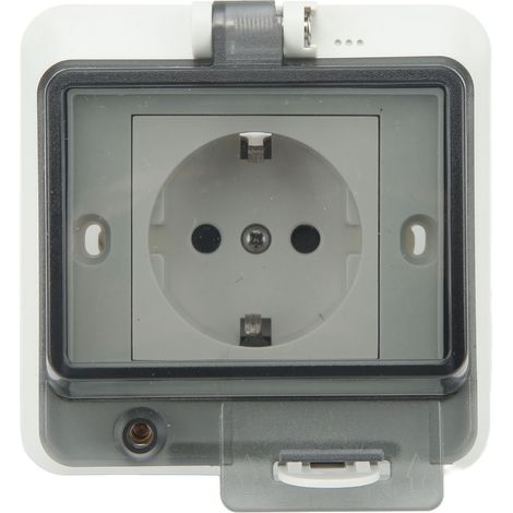 Prise murale étanche IP66 (norme européenne) avec boîtier en polycarbonate, 250 V, 16 A