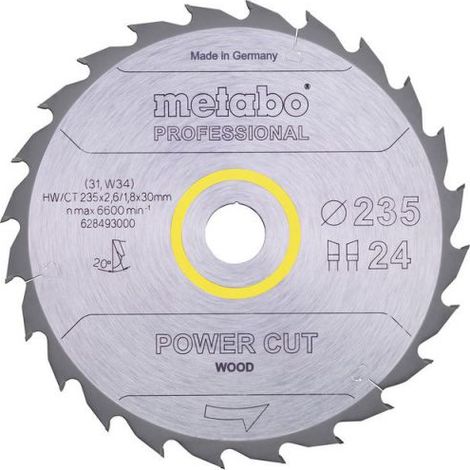 METABO LAME DE SCIE « POWER CUT WOOD - PROFESSIONAL », 235X30, Z24 WZ 20° (628493000) (1/2)