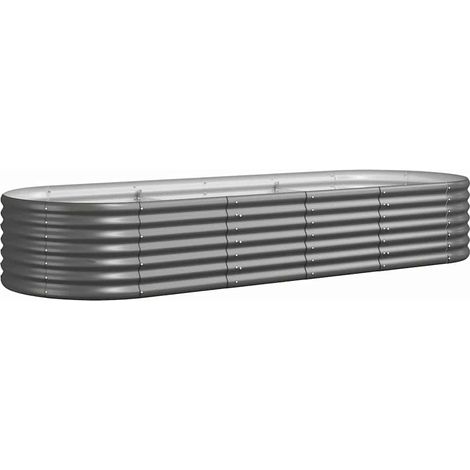 Fioriera da giardino Letto Giardino Acciaio Zincato 224x80x36 cm Grigio (1/4)