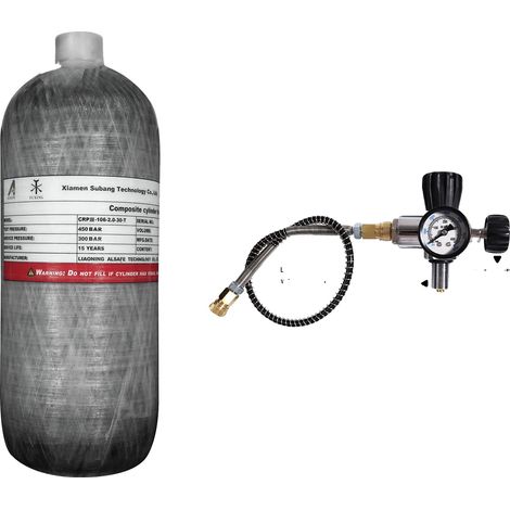 Serbatoio d'aria ad alta pressione, capacità 2 litri, in fibra di carbonio resistente, 2 litri con valvola C (1/2)