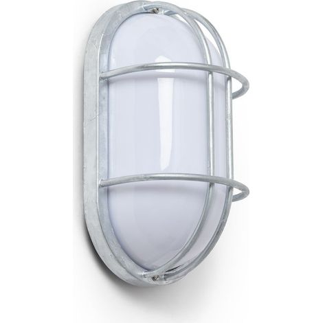 Plafonnier Extérieur Ovale 260x146 mm Hublot Acier Galvanisé Fjord Argent (1/5)