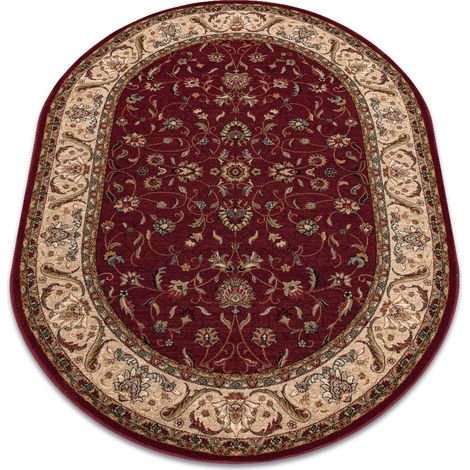 Wollteppich OMEGA Oval ARIES Blumen rubin red 170x235 cm