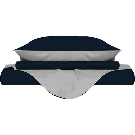 Copripiumino con Sacco e Federe Doubleface Blu Scuro/Grigio Chiaro Singolo (1/5)