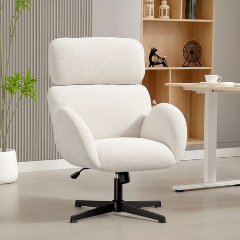 Chaise de bureau avec revêtement en tissu en velout - chaise rembourrée avec base en acier - blanc crème - Qualité