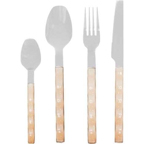 Ménagère 24 Pièces en Acier Inoxydable Couverts de Table Argentés avec Manche Beige - PANGIVO (1/4)