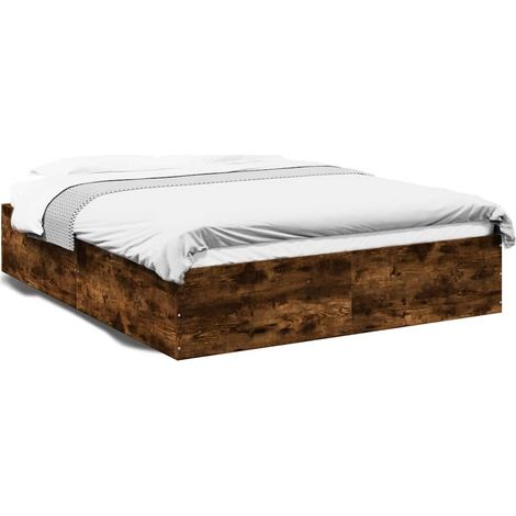 Maison Exclusive - Bettgestell Räuchereiche 150x200 cm Holzwerkst (1/5)