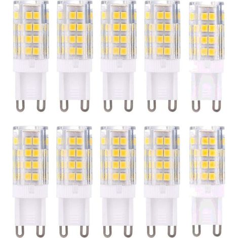 Ampoules LED G9, 5W Equivalent 40W Halogène Lampe Blanc 6000K Sans Scintillement Économie d'énergie Non Dimmable (Lot de 10) [Classe énergétique E]