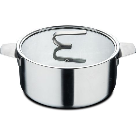 MasterPro SIGMA - Casseruola con coperchio 4,9L 24x11 cm in acciaio inox - 3 strati per una conducibilità termica ottimale - Finitura opaca con bilancia - Versatile per tutti gli ambienti di cottura (1/5)