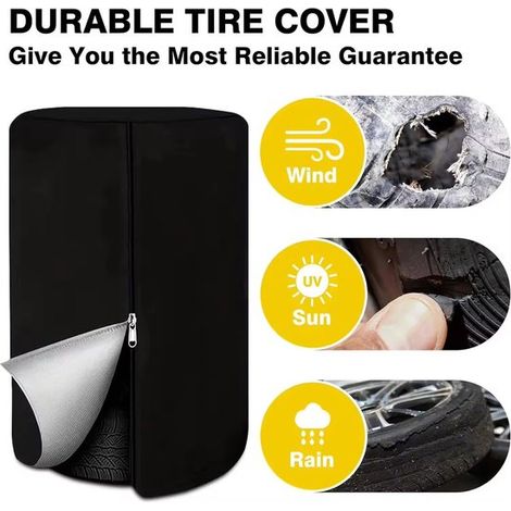 Copriruota di scorta per auto, impermeabile, resistente al sole, in tessuto Oxford 420D, copertura antipolvere per 4 ruote di scorta, diametro 7 210D (1/2)
