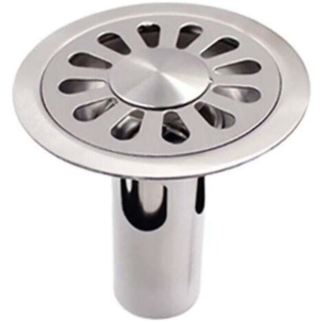 Round Floor Drain, Brushed Stainless Steel, Suitable for Bathroom, Kitchen, Laundry Room, Garden (1/4)