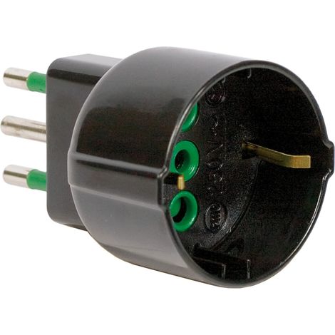 Adattatore Tedesco Fanton FME 82131 Spina Schuko a Presa Bipasso Nera (1/2)