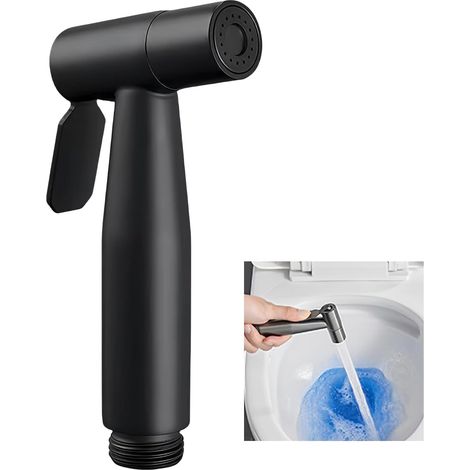 Bidet portatile per WC, rubinetto in acciaio inox, spruzzatore standard G1/2, bidet per WC, spruzzatore a risparmio idrico per la pulizia del WC e l'igiene personale, nero (1/5)