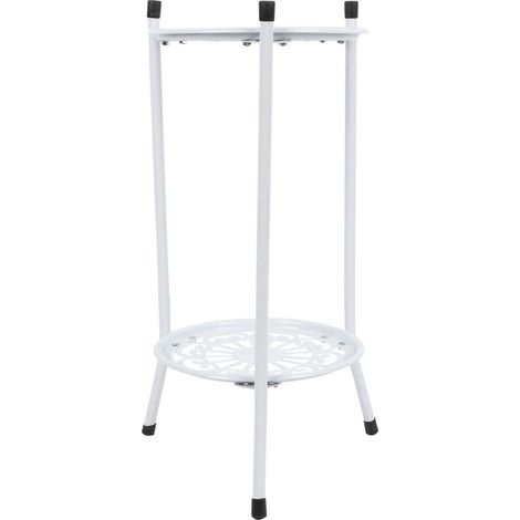 Support à plantes en métal à 2 niveaux, porte-pots de fleurs, étagère de présentation, accessoires de jardinage, blanc (1/5)