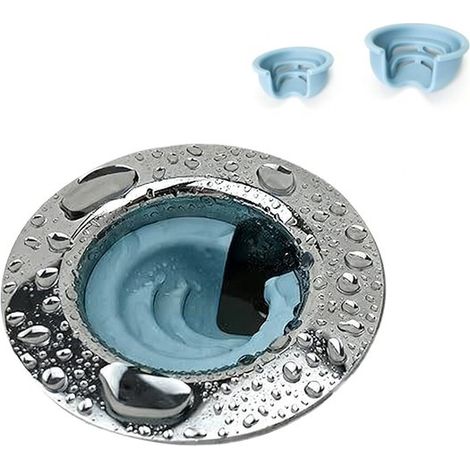 Embudo de silicona para desagüe de bañera, dos piezas con embudo grande y embudo pequeño azul (no incluye anillos) (1/5)