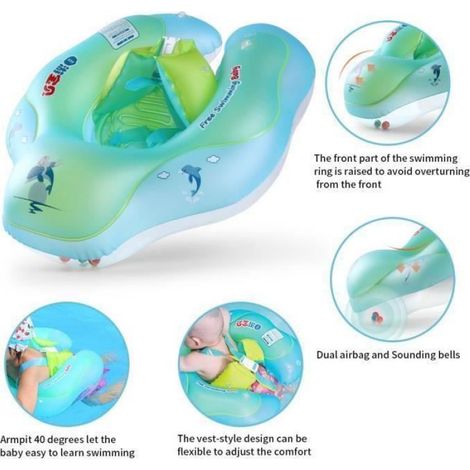 Bouée Bébé - Flotteur Gonflable Piscine - Dossier Confortable - PVC 0,25 mm - Pour Enfants 3 Mois à 6 Ans - Taille L (1/4)