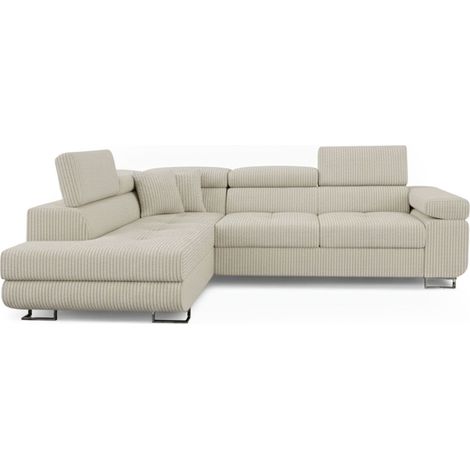 Canapé d'Angle Gauche Convertible "Tony" 255cm Beige (1/4)