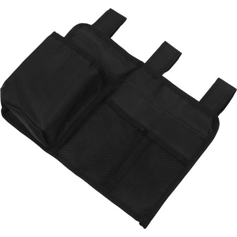 Sac de rangement de chevet en nylon, organisateur suspendu pour barre de lit, poche de rangement pour dortoirs universitaires, hôpitaux et lits de bébé, noir (1/5)