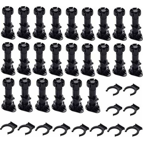 24 plastic cabinet legs, furniture legs, adjustable furniture legs (80mm-100mm), black plastic furniture legs (1/5)