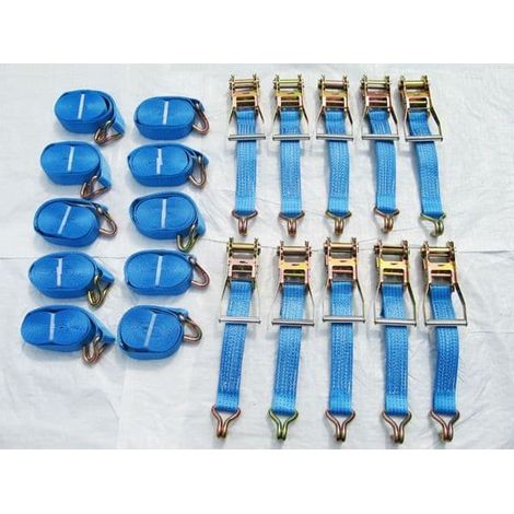 50MM Ratchet Straps 4 Metre 5 Ton x10 (5000KG 4M Tie Down Lashing Claw J Hook)