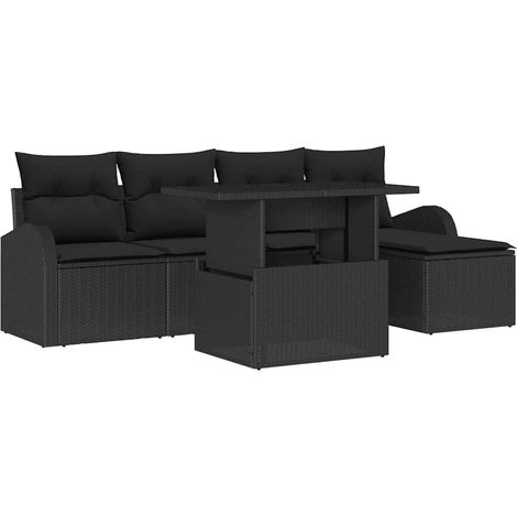 Maison Exclusive - Garten-Sofa-Set mit Kissen 6 pcs Schwarz Poly-